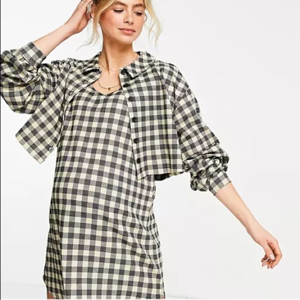 ASOS‎ Checkered Maternity 2-In-1 Cardigan Dress